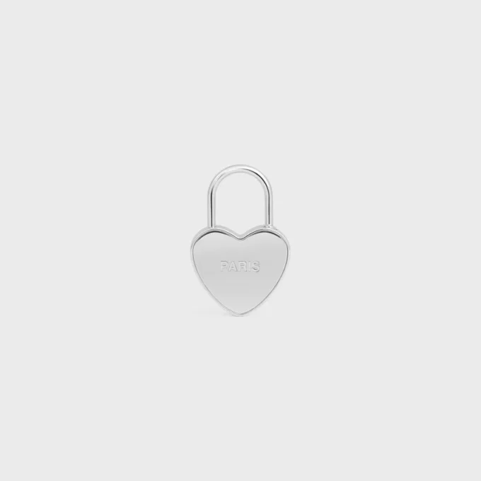 Colgante de corazón con candado en latón con acabado de rodio Colgante de corazón con candado en latón con acabado de rodio
