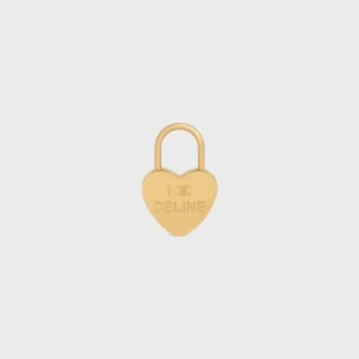 Colgante de corazón con candado en latón con acabado dorado