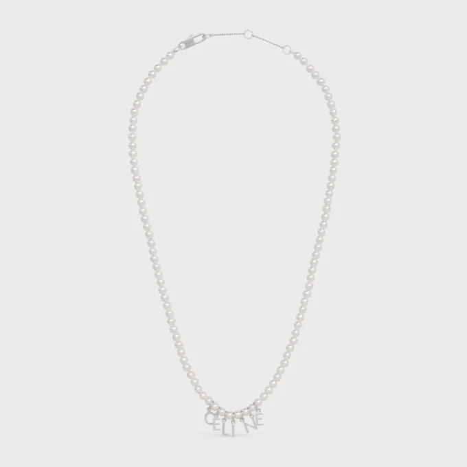 Collar CELINE Monochroms de perlas de cristal y latón con acabado de rodio Collar CELINE Monochroms de perlas de cristal y latón con acabado de rodio