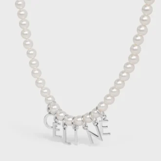 Collar CELINE Monochroms de perlas de cristal y latón con acabado de rodio