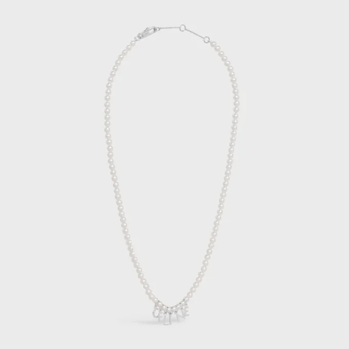 Collar CELINE Monochroms de perlas de cristal y latón con acabado de rodio Collar CELINE Monochroms de perlas de cristal y latón con acabado de rodio
