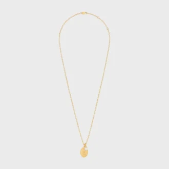 Collar con medalla CELINE de resina perlada y latón con acabado dorado