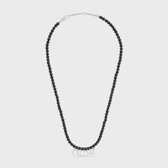 Collar de cuentas CELINE Monochroms en ónix y latón con acabado en rodio