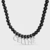 Collar de cuentas CELINE Monochroms en ónix y latón con acabado en rodio