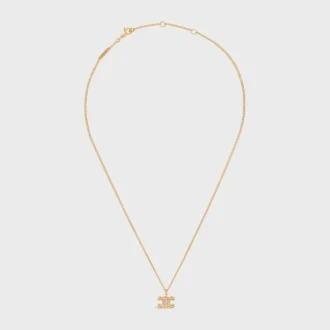 Collar Triomphe con pedrería en latón con acabado dorado y cristales