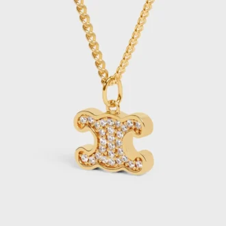 Collar Triomphe con pedrería en latón con acabado dorado y cristales