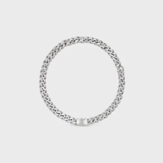 Collar Triomphe Gourmette en latón con acabado en rodio