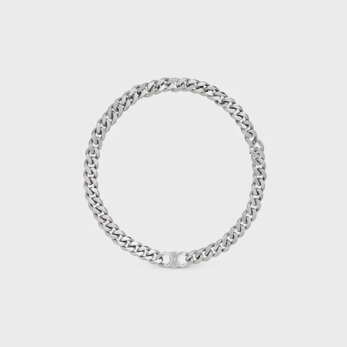 Collar Triomphe Gourmette en latón con acabado en rodio