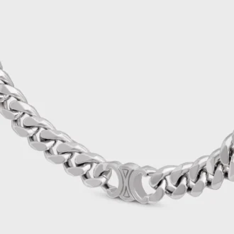 Collar Triomphe Gourmette en latón con acabado en rodio