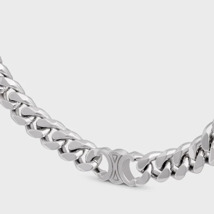 Collar Triomphe Gourmette en latón con acabado en rodio