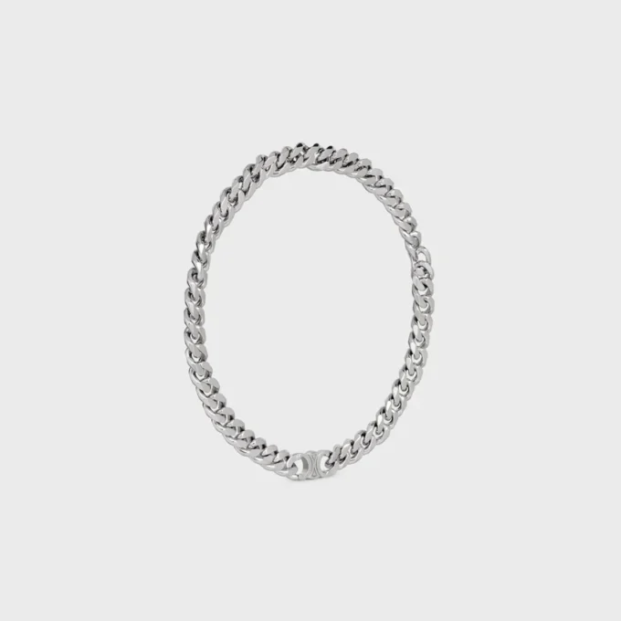 Collar Triomphe Gourmette en latón con acabado en rodio