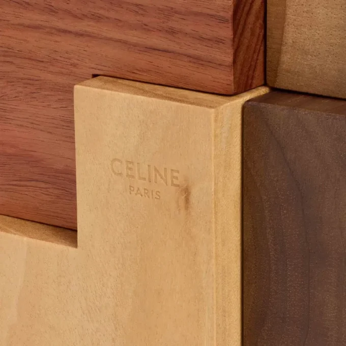 Cubo de rompecabezas en madera y estuche de piel de becerro natural Cubo de rompecabezas en madera y estuche de piel de becerro natural