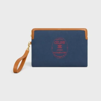 Estuche pequeño con correa Cuir Triomphe en tejido con bordado