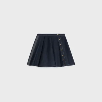 Falda con volantes en denim de algodón ligero