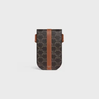 Funda para móvil con solapa en Triomphe Canvas y piel de becerro
