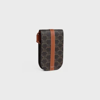 Funda para móvil con solapa en Triomphe Canvas y piel de becerro