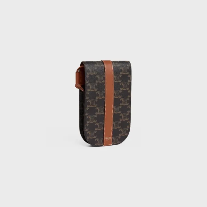 Funda para móvil con solapa en Triomphe Canvas y piel de becerro