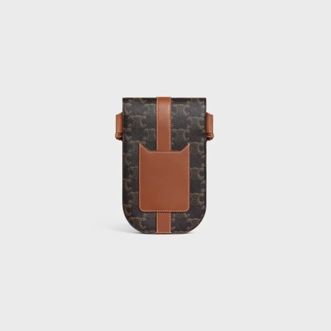 Funda para móvil con solapa en Triomphe Canvas y piel de becerro