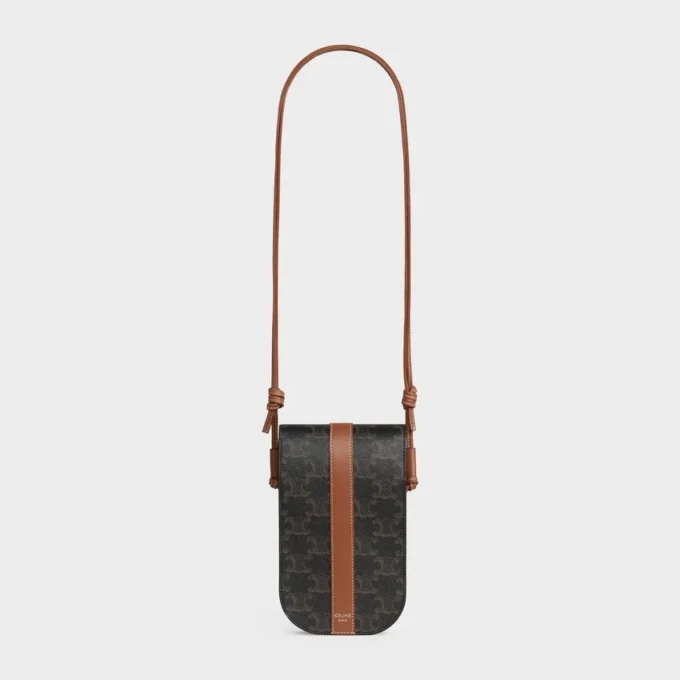 Funda para móvil con solapa en Triomphe Canvas y piel de becerro