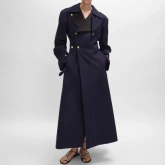 Gabardina tipo esmoquin en gabardina de algodón y lana Gabardina tipo esmoquin en gabardina de algodón y lana