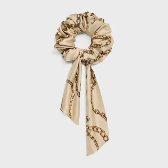 Goma para el pelo con lazo y cadenas de CELINE en seda Goma para el pelo con lazo y cadenas de CELINE en seda