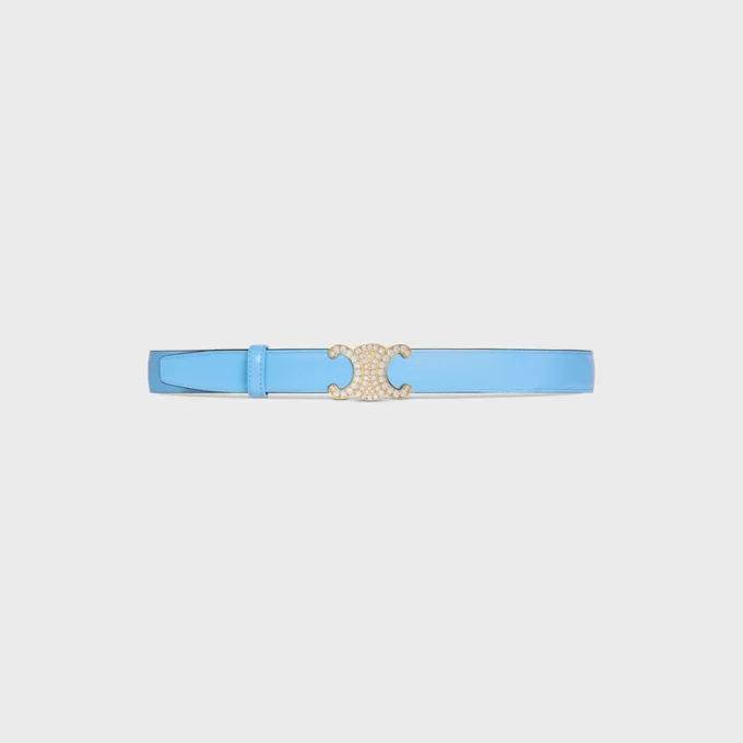 Hebilla Triomphe de latón con strass y correa reversible de 25 mm en taurillón