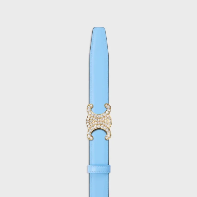 Hebilla Triomphe de latón con strass y correa reversible de 25 mm en taurillón