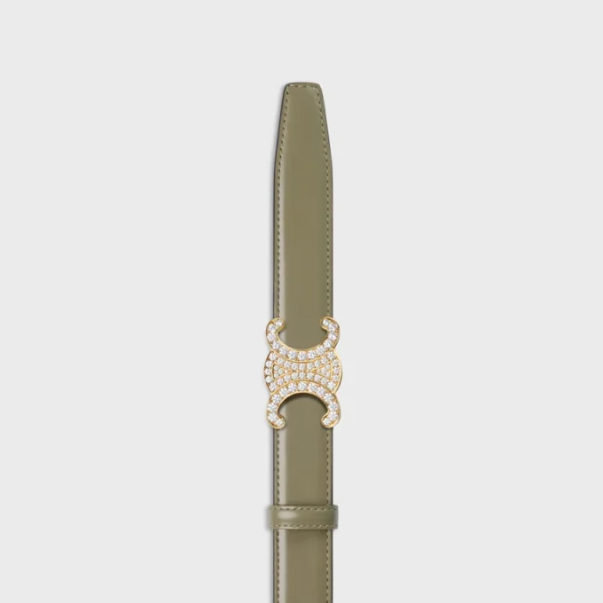 Hebilla Triomphe de latón con strass y correa reversible de 25 mm en taurillón