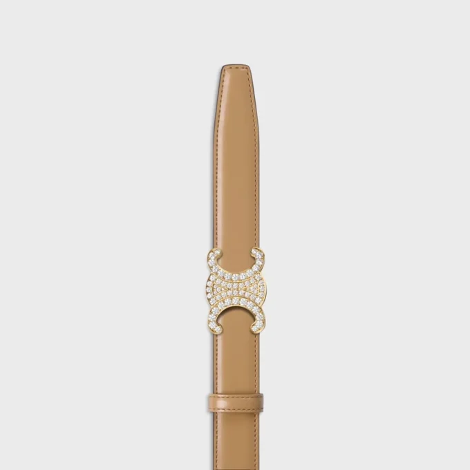 Hebilla Triomphe de latón con strass y correa reversible de 25 mm en taurillón