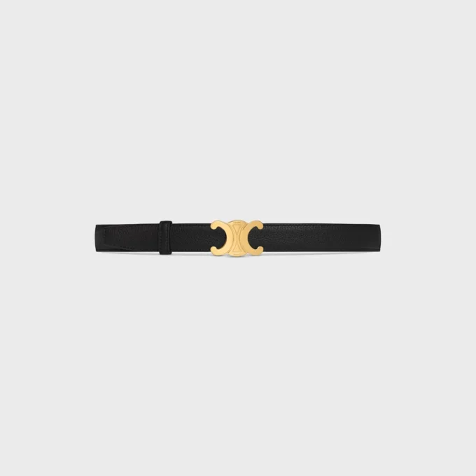 Hebilla Triomphe de metal y correa reversible de 25 mm en piel de becerro lisa y granulada Hebilla Triomphe de metal y correa reversible de 25 mm en piel de becerro lisa y granulada