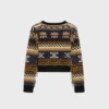 Jersey con cuello en V de cachemira jacquard Jersey con cuello en V de cachemira jacquard