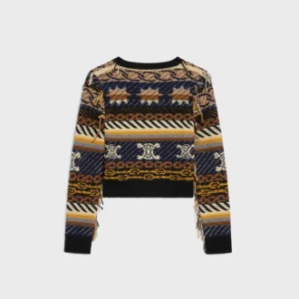 Jersey con cuello en V de cachemira jacquard