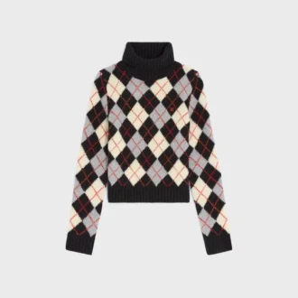 Jersey de cuello alto de lana con diseño Argyle