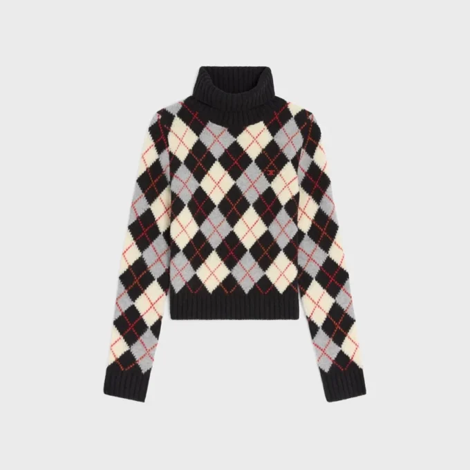 Jersey de cuello alto de lana con diseño Argyle Jersey de cuello alto de lana con diseño Argyle