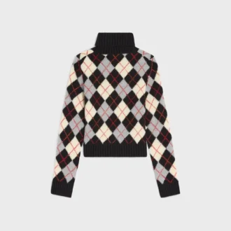 Jersey de cuello alto de lana con diseño Argyle