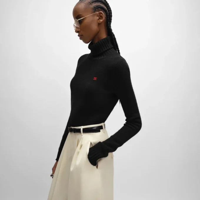 Jersey de cuello alto de lana y cachemira