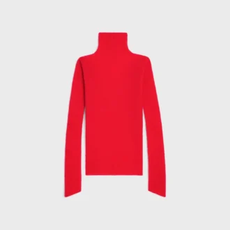 Jersey de cuello alto en mohair y seda acanalados