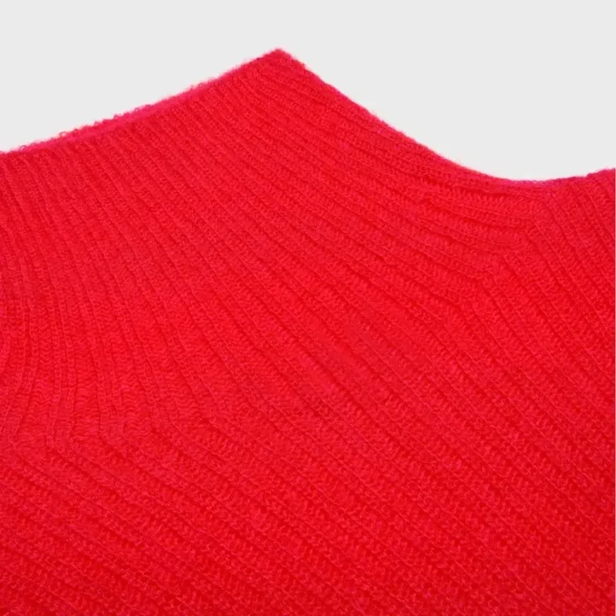 Jersey de cuello alto en mohair y seda acanalados Jersey de cuello alto en mohair y seda acanalados