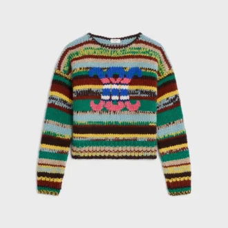 Jersey de cuello redondo en alpaca Mouline y lana
