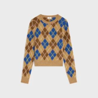 Jersey de cuello redondo en lana con diseño Argyle
