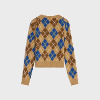 Jersey de cuello redondo en lana con diseño Argyle