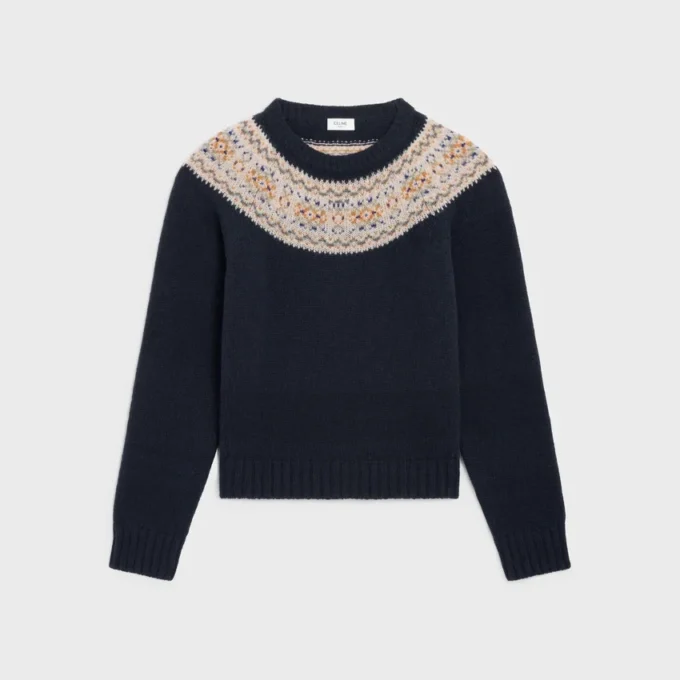 Jersey de cuello redondo en lana Fair Isle Triomphe Jersey de cuello redondo en lana Fair Isle Triomphe