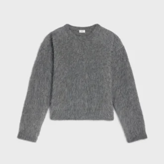 Jersey de cuello redondo en mohair cepillado Jersey de cuello redondo en mohair cepillado