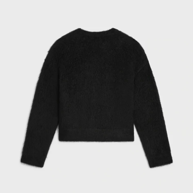 Jersey de cuello redondo en mohair cepillado Jersey de cuello redondo en mohair cepillado