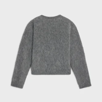 Jersey de cuello redondo en mohair cepillado Jersey de cuello redondo en mohair cepillado