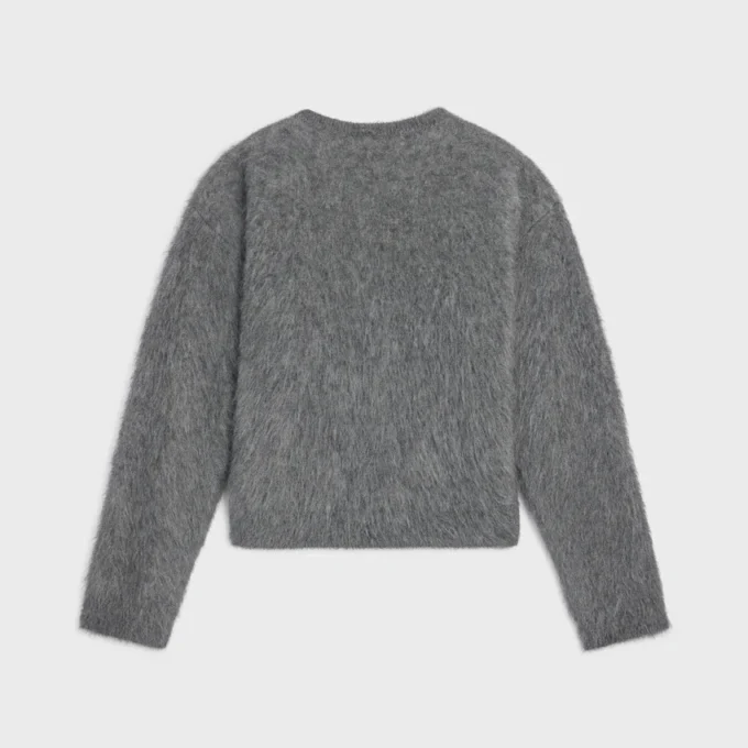 Jersey de cuello redondo en mohair cepillado Jersey de cuello redondo en mohair cepillado