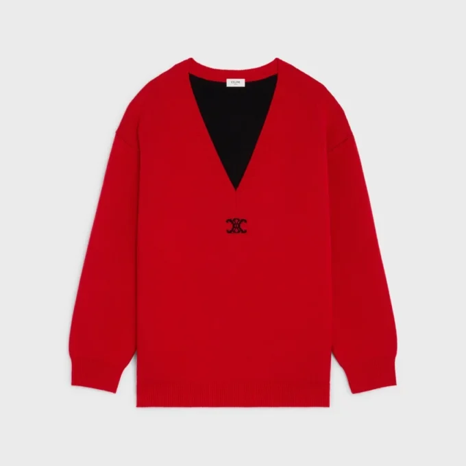 Jersey oversize con cuello en V de cachemira Jersey oversize con cuello en V de cachemira