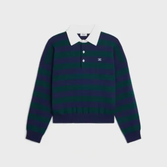 Jersey polo de lana a rayas
