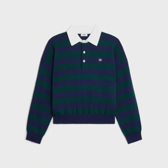Jersey polo de lana a rayas Jersey polo de lana a rayas