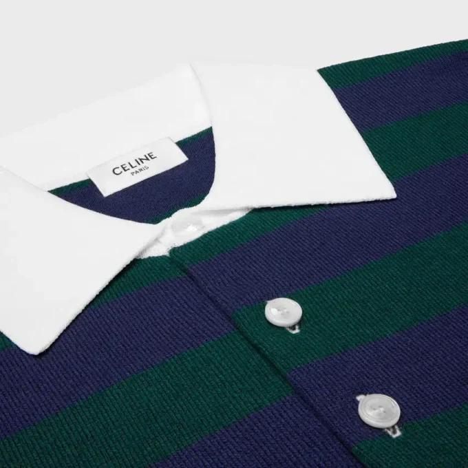 Jersey polo de lana a rayas Jersey polo de lana a rayas